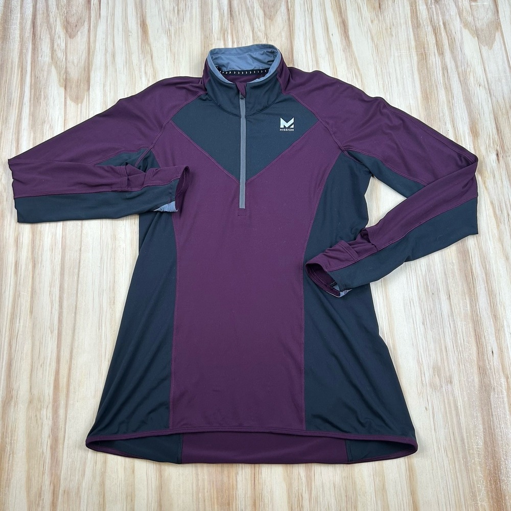 Mission Women's VaporActive Stamina‎ Lightweight 1/4 Zip Long Sleeve L Purple